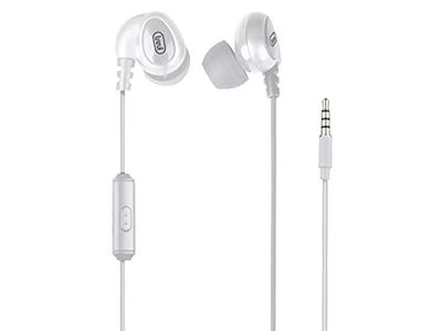 Trevi HMP 696 M Mini Cuffia Stereo Ergonomica con Microfono Integrato, Cavo Durevole e Anti Aggrovigliamento, Compatibile con Smartphones, Riduzione Rumori Esterni, Bianco