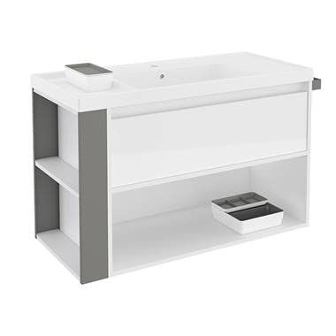 Bath+ - Mueble 1 cajón y 1 estante con lavabo de resina bsmart