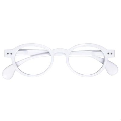 OPULIZE OCA Gafas de Lectura - Montura Moderna Retro Redonda - Blanco Brillante - Hombre Mujer - Bisagras de Muelle - R54-W - +2.00