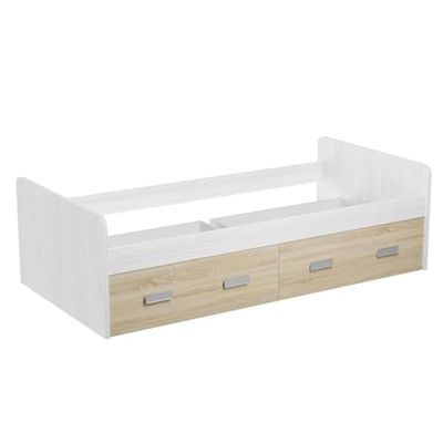Homey - Cama de Madera Reforzada sin somier y con Dos cajones, Gran Estabilidad, Modelo Oslo, Cama de 90x190, Color Andersen - Puccini