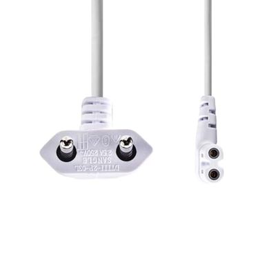 Nedis Stroomkabel - Euro mannelijk - IEC-320-C7 - schuin - links gebogen - vernikkeld - 2,00 m - plat - PVC - wit - label