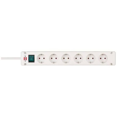 Brennenstuhl Bremounta extensão de tomadas de 6 tomadas com interruptor (extensão elétrica com tomadas de 90 graus, extensão com opção de montagem e cabo de 3 m) branco