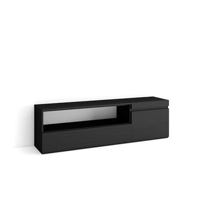 Skraut Home | Meuble TV | Banc Télé | Grand Espace de Rangement | 150x45x35cm | pour Les TV jusqu'à 65" | Meubles de Salon | Style Moderne | Noirs