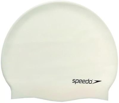 Speedo Unissexo Flat silicone Swim Cap | Hair Protect, branco, One Size