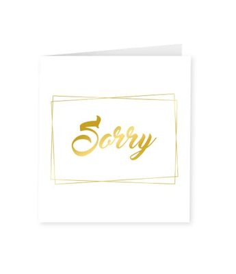 PD-Party 7028034 Excuus kaart, om Vergeving te Vragen - Sorry, Goud/Wit, 15cm Lengte x 15cm Breedte x 0.5cm Hoogte