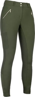 HKM Lia High Waist culera Full Silicona Pantalones de Montar para Mujer Verde Oliva 32