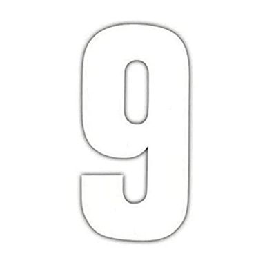 Merriway BH04104 - Vinilo adhesivo color blanco en forma de número 9 de 75 mm para papelera, buzón, ventana – Paquete de 4