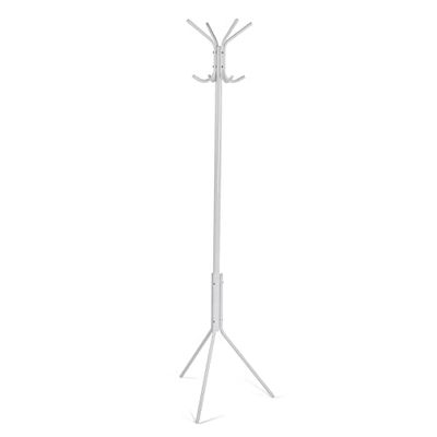 VERSA Kala Appendiabiti da Terra in Stile Minimalista, Attaccapanni da Terra per Ingresso, con 8 Ganci o appendini per Abiti, Misure (A x L x l) 174 x 42 x 48 cm, Metallo, Colore Bianco