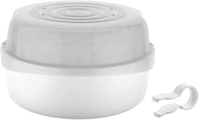 MAM Ångsterilisator för mikrovågsugn (grå), naturlig rengöringssterilisator, ångflaska sterilisator för att desinficera babyflaskor, babyflasksterilisator