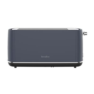 TERRAILLON - NEW MOON- Griglia pane lunga, 2 fessure extra larghe, 6 livelli potenza (1550W) - Scongelamento, Riscaldamento, Spegnimento automatico, Cassetto raccogli briciole, Corpo in Inox