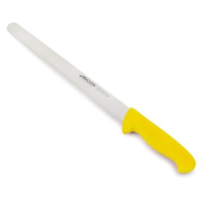 Arcos Coltello da Taglio/Jamonero con Lama in Acciaio Inossidabile 300 mm – Manico Ergonomico in Polipropilene, Serie 2900 – Colore Giallo