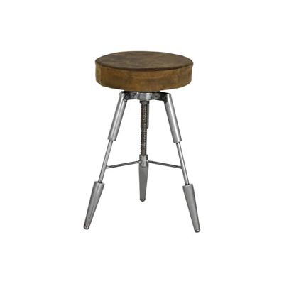 TABURETE METAL PIEL 39X39X57 78 REGULABLE PLATEADO