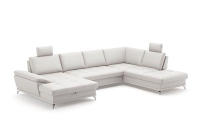 CAVADORE Castiel - Paisaje de salón con muelles (363 x 89-104 x 223 cm, Piel auténtica), Color Blanco