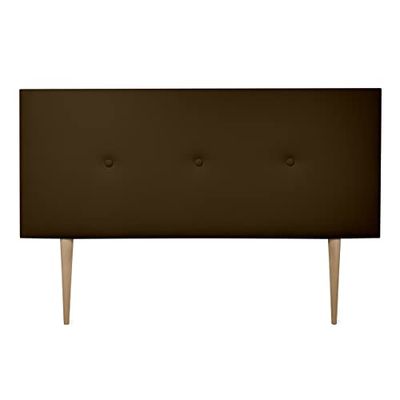 Duérmete Online Premium gevoerd hoofdeinde model Milaan, bekleding van hoogwaardig kunstleer, hout, chocolade, 160 x 60 cm met voeten (bed 150)