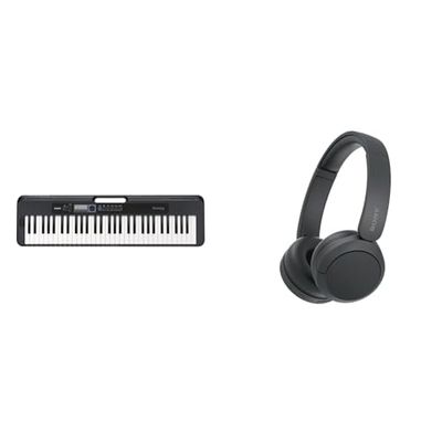 Casio CT-S300AD 61 Touch-Sensitive Keys, Pitch-Bend Wheel Portable Electronic Keyboard in Black with AC Adapter Included & Sony WH-CH520 Wireless Bluetooth Headphones