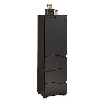 Stella Trading Alto Spice, Color Negro Mate, Armario de baño con Mucho Espacio de Almacenamiento, Madera, Kommode Hoch