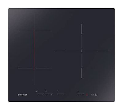 Hoover H-HOB 500 INDUCTION H634DB3TP/G3, piastra a induzione Flex, 3 zone, zona Flex, smussata, larghezza 59 cm, Booster, 7100 W, controllo indipendente, timer, blocco, avvisi, nero e serigrafia rossa