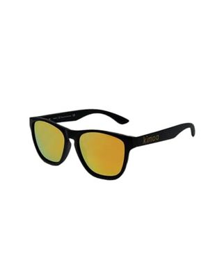 KIMOA - LA Golden Sand - Gafas de Sol Hombre y Mujer- Gafas de Sol Polarizadas - One Size - Negro Brillante con Lente Oro