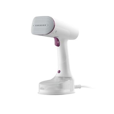 Braun QuickStyle 5 GS5011PU – verticaal strijkijzer met 's werelds eerste strijkzool met Dual FreeGlide 3D-technologie, snel opwarmen, stoom 22 g/min, tankinhoud 150 ml, 1200 W, wit/paars