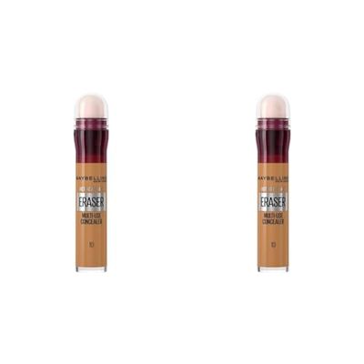 Maybelline Instant Anti Age Eraser Eye Concealer, Dark Circles And Blemish Concealer, Ultra Blendable Formula, 10 Caramel (Pack of 2)