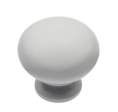 GTV - Pomo Bergamo Diámetro 3 cm I Pomos Muebles con Tornillos I Perillas de Armario Perillas de Cocina Pomo de Puerta Pomo de Cajón Manija de Muebles I Blanco
