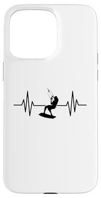Kitesurfing Heartbeat Kiteboarding Kitesurfer Silueta Carcasa para iPhone 15 Pro Max
