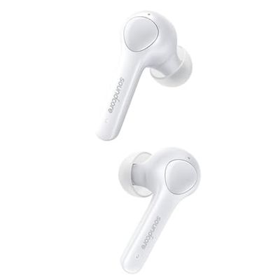 Écouteurs sans fil avec 4 microphones, réduction du bruit cVc 8.0, pilotes graphène pour un son clair, USB C, temps de lecture 40H, IPX7 étanche - Blanc