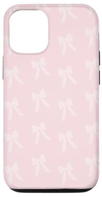 Cute Light Pink White Ribbon Bow Pattern Minimalist Graphic Case for iPhone 12/12 Pro