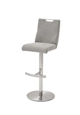 Robas Lund Tabouret de Bar Gris Glacé Revêtement Tissu Tournable 360°, Chaise Bar réglable en Hauteur, Giulia C