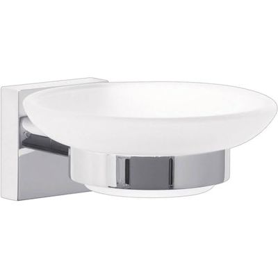 tesa Saboneteira Ekkro, de metal cromado brilhante, autoadesiva, tecnologia de montagem adesiva, 51 x 110 x 131 mm