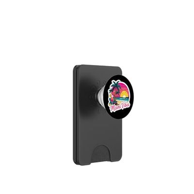 Recuerdo retro de Miami Vibes, vintage, al atardecer, playa y verano PopSockets PopWallet para MagSafe