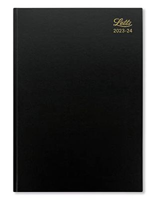 Letts - Agenda escolar estándar A4 2023/2024, vista semanal, 13 meses, color negro