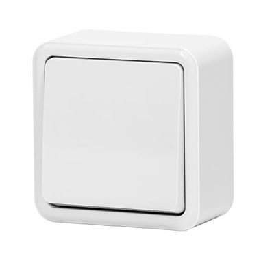 Interruttore di montaggio superficiale tedesco a 1 via e 1 tasto in bianco, qualsiasi ambiente. Il suo design elegante e funzionale garantisce un controllo efficace dell'illuminazione.