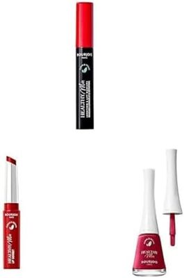 Lot Bourjois Mascara Healthy Mix Clean - 001 Noir + Lip Sorbet - Healthy Mix Clean - 01 Sundae Cherry Sunday + Bourjois - Vernis à ongles Healthy Mix Clean - 350 WINE & ONLY