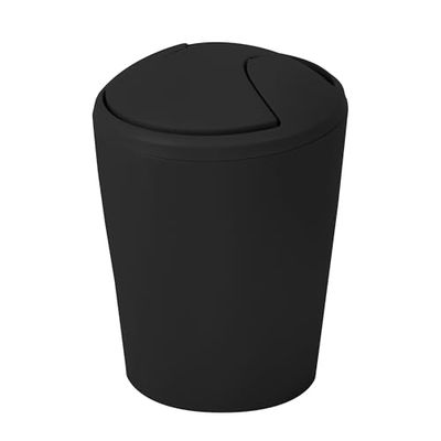 Spirella - Poubelle à bascule MOVE - Design Moderne et Compact - Couvercle Amovible et Facile à Nettoyer - Idéale Salle de Bain ou Cuisine - Noir - 2L