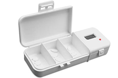 KMINA - Portapillole Digitale Conto Alla Rovescia, Giornaliero 3 Scomparti, Porta Pastiglie, Organizzatore Pillole, Allarme, Dispenser da Viaggio