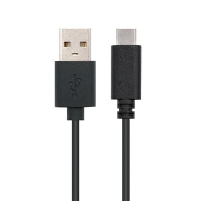 USB 2.0-kabel met snellaadfunctie van 3A, type USB-C naar USB-A-stekker, zwart, lengte 1,0 m, ideaal voor het efficiënt aansluiten en opladen van compatibele apparaten.