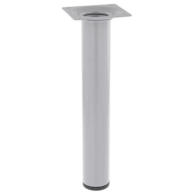 Wagner 12122001 Pied de Meuble Classic rétro Ø 30 x 200 mm Plaque de Fixation intégrée 60 x 60 mm Filetage intérieur Ø 10 mm Acier revêtu par pulvérisation Aluminium argenté – 12122001