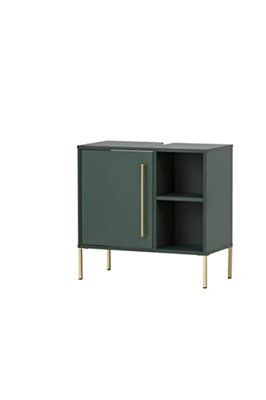 Schildmeyer Kent Mobile sottolavabo, Legno ingegnerizzato, Verde Bosco/Oro, 65,3 x 33,1 x 63,3 cm