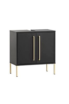 Schildmeyer Gloria Wastafelonderkast, houtmateriaal, zwart/goud, 61,2 x 57,1 x 30,1 cm