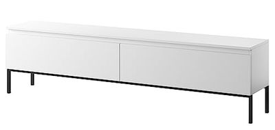 Selsey Meuble TV Armoire De Télévision 2 Portes 175 cm sur Pieds Noir Salle De Séjour Chambre À Coucher Blanc Bemmi