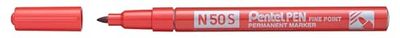 Pentel N50S Permanent Marker, Bullet Tip, Alumiunium Barrel, Red Ink (Single Pen)