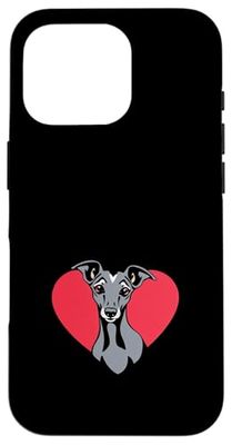 Valentine's Day Greyhound Dog Heart Case for iPhone 16 Pro