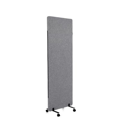 hjh OFFICE Mobil akustisk skiljevägg enkel 177 x 60 cm FLEXMIUT-tyg mörkgrå rumsavdelare mittpanel med hjul och glidskenor 891007