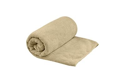Sea to Summit - Tek Towel reishanddoek M, handdoek, zachte badstof, absorberend en sneldrogend, hanger en tas, camping, boottochten en fitness, 50 x 100 cm, Desert Brown, 200 g