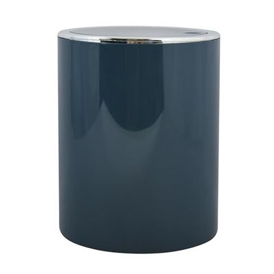 MSV Bad Serie Aspen Poubelle de salle de bain, à pédale, avec couvercle basculant, 6 l (diamètre x hauteur) : environ 18,5 x 26 cm, bleu pétrole pastel