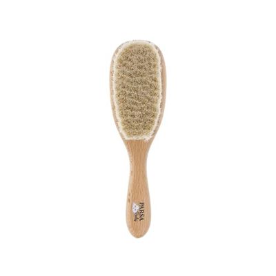 PARSA Beauty Brosse de soin pour bébé en poils de chèvre - Brosse à cheveux pour bébé en bois de hêtre certifié FSC® - Brosse pour bébé pour le soin des cheveux fins de bébé - Brosse pour bébé