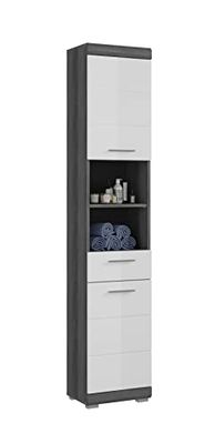 xonox.home X06B2711, Legno, Parte Frontale: Bianco Lucido, Corpo: Imitazione Argento fumé, Imitazione Argento fumé, 37 x 191 x 31 cm