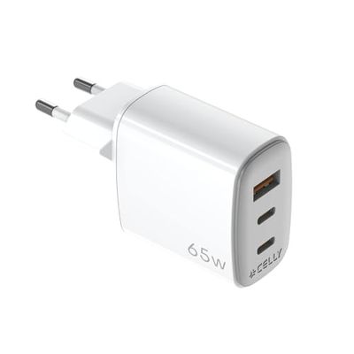 Celly, 2 Caricatori con porte USB C e USB A 35 Watt, Caricabatterie Multiplo con Tecnologia GaN, Compatto e Potente, Alimentatore per Smartphone e Tablet dei Maggiori Produttori