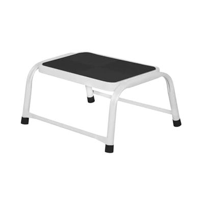 Tabouret métallique à 1 Marche avec Structure Fixe en Blanc et Noir